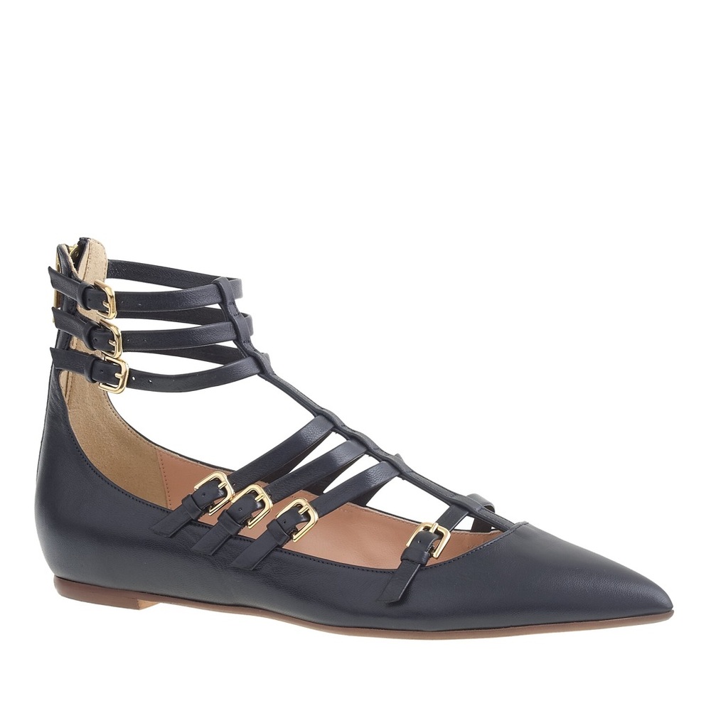 New J Crew T-strap cage flats in Navy